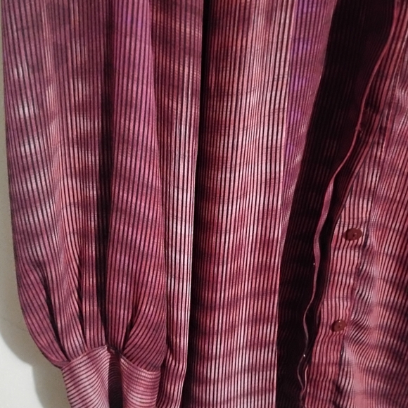 Worthington Blouse Womens Large Red & Black Stripe Button Up Tie at Neck L - Picture 6 of 8